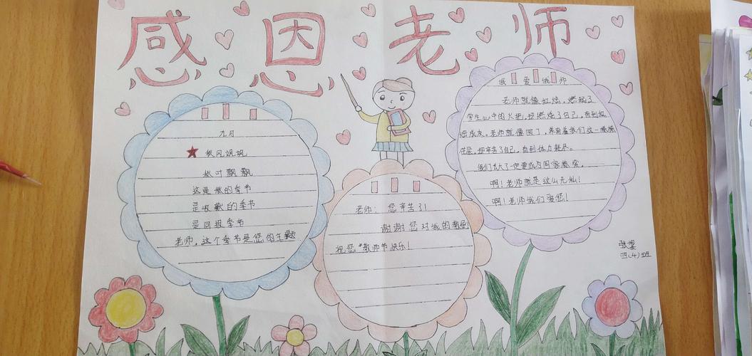 我们四四班的孩子们制作了精美的手抄报 表达对老师的敬爱之情