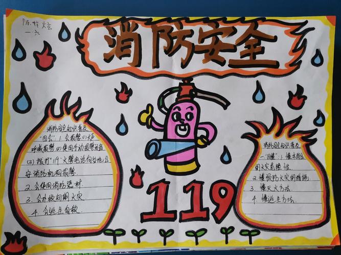 向日葵班 消防安全记心间 手抄报展评