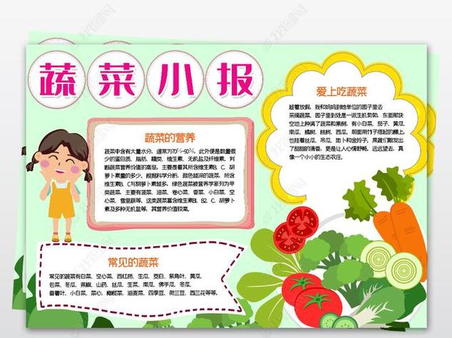 原创健康简报美食蔬菜的营养小报手抄报模板版权可商用蔬菜水果手抄报