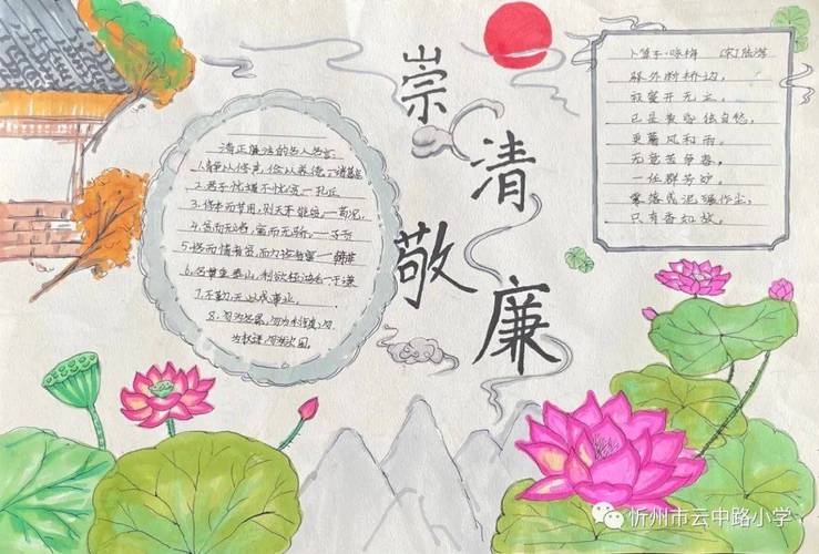 忻州市云中路小学崇清敬廉手抄报学生作品展