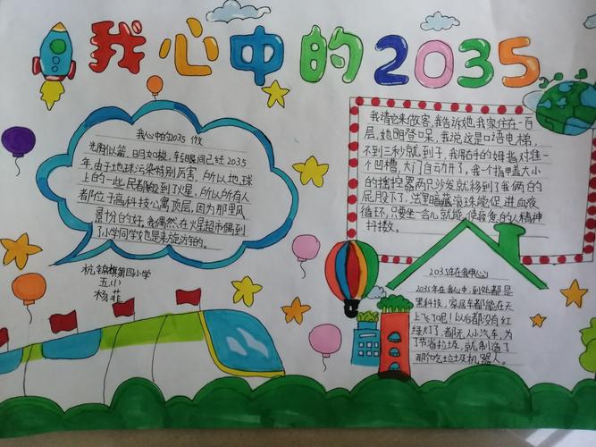 红领巾小创客 杭锦旗第四小学 我心目中的2035 手抄报征集