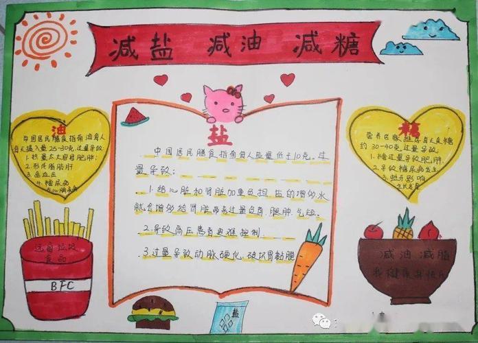 减油减盐减糖小学生手抄报小学生手抄报