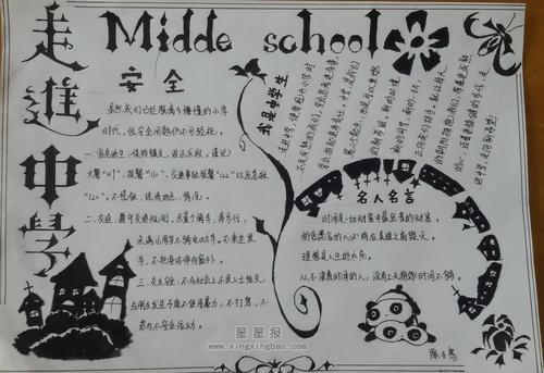 踏入中学主题手抄报中学生手抄报