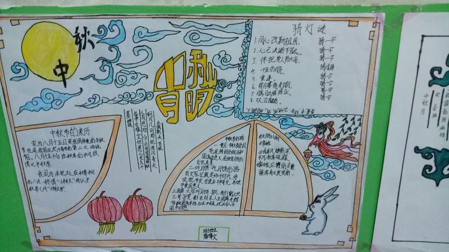 东康中学初一383班中秋节优秀手抄报