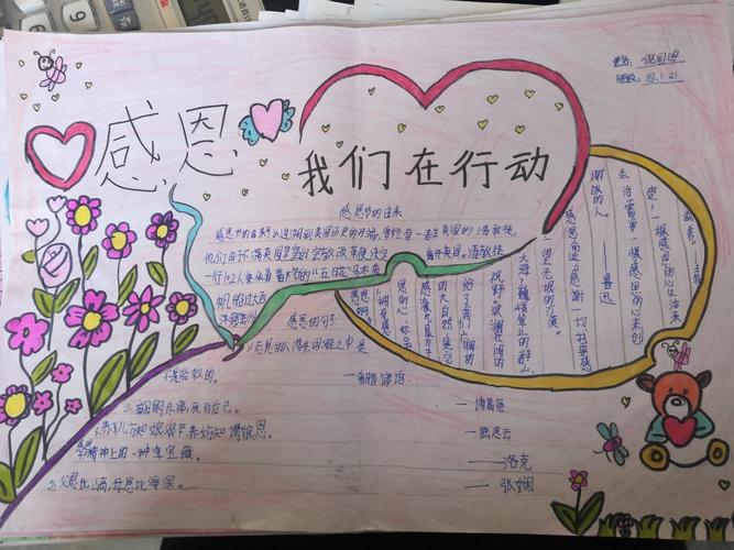 学会感恩 与爱同行 化村中心小学感恩主题优秀手抄报展评