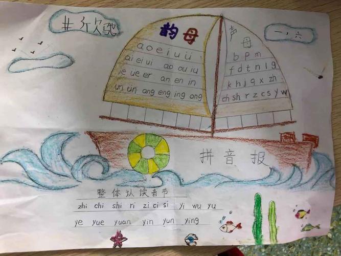 小学一年级同学的拼音手抄报作品