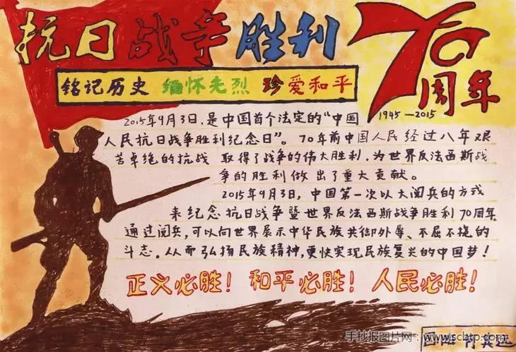 纪念抗战胜利70周年手抄报图片 二 纪念抗战胜利70周年手抄报图片 三