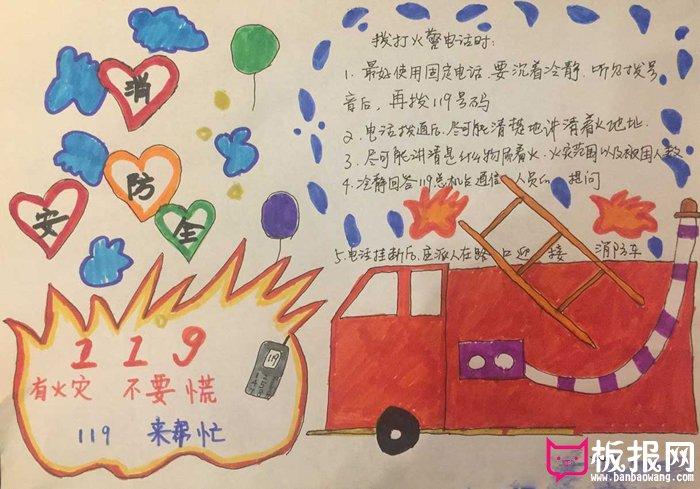 消防安全手抄报图片 有火灾不要慌