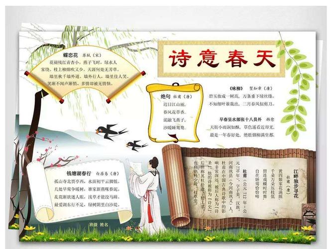 千里不辞行路远 疫情难阻恰少年-小记四 1 班 春天古诗词手抄报 成果