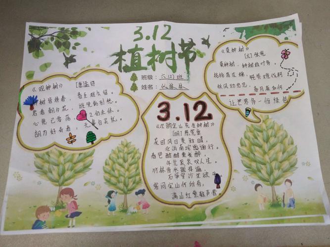 殷都区曲沟镇西夏寒小学开展植树节之手抄报评比活动