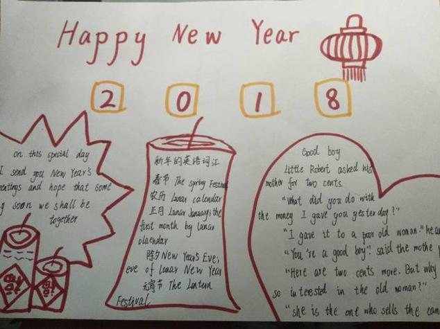过年寒假主题英语手抄报英语寒假手抄报