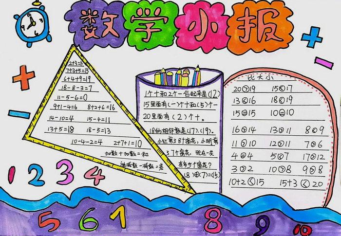 第三张一年级数学小报手抄报2 第二张一年级数学小报简单又漂亮手抄报