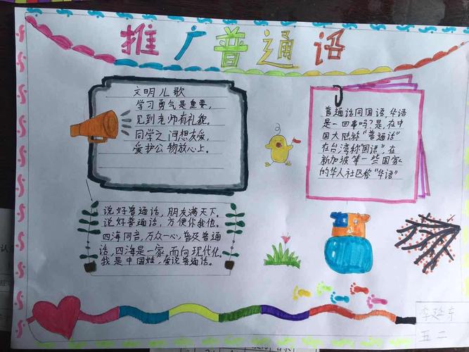 同学们制作精彩的手抄报来宣传说好普通话的重要性.