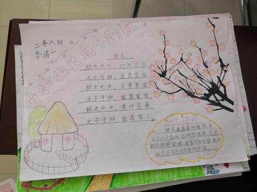 我和桃花有个约会 锡市芳草小学二年级优秀手抄报展