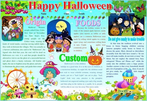happy halloween739a4万圣节电子小报成品 奇幻万圣节手抄报模板 西方 happy halloween739a4万圣节电子小报成品 奇幻万圣节手抄报模板 西方