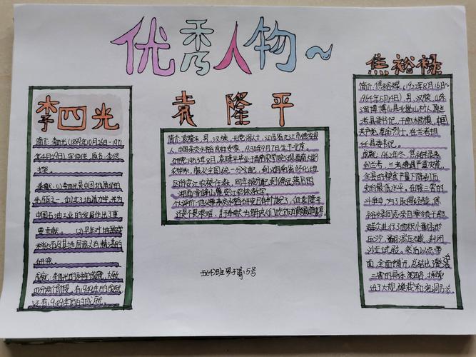 优秀人物 手抄报 504班20241025