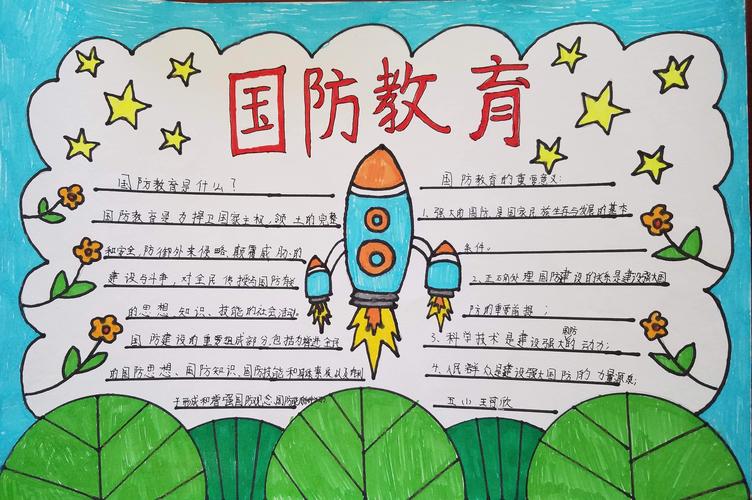 耀华小学五年级一班 国防教育记心中 之手抄报展