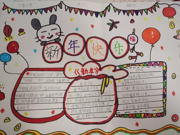 开学新年新气象手抄报小学新年手抄报