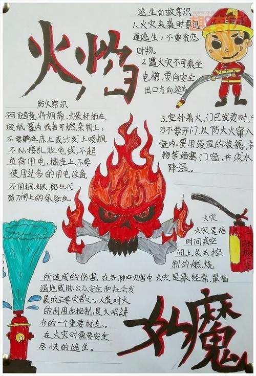 六年级画的防火手抄报六年级手抄报消防安全知识手抄报消防简单又漂亮