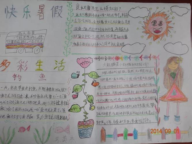 阳光暑假手抄报15年多彩的暑假生活手抄报小学生手抄报-120kb有关快乐