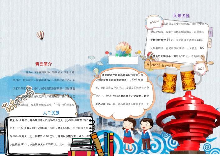 青岛印象小报手抄报word模板docx1页