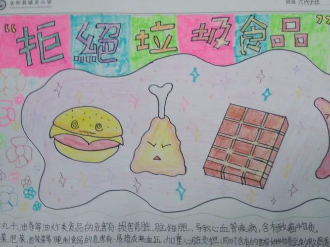 其它 拒绝垃圾食品 做健康文明学生 通过张贴学生的手抄报 书法作品