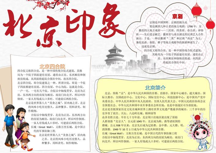 小孩子寒假暑假旅游小报:北京印象-手抄报工坊