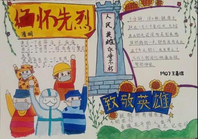 抗战疫情缅怀先烈致敬英雄主题手抄报10张新冠病毒缅怀先烈致敬英雄手