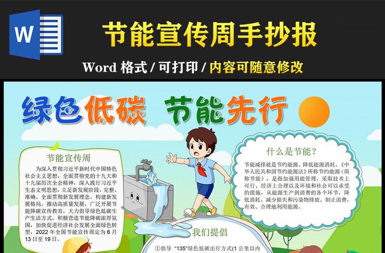 2024节能宣传周手抄报绿色低碳节能先行小报模板下载