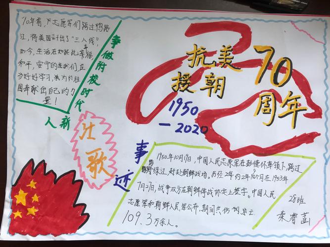 28班 纪念抗美援朝70周年 手抄报优秀作品