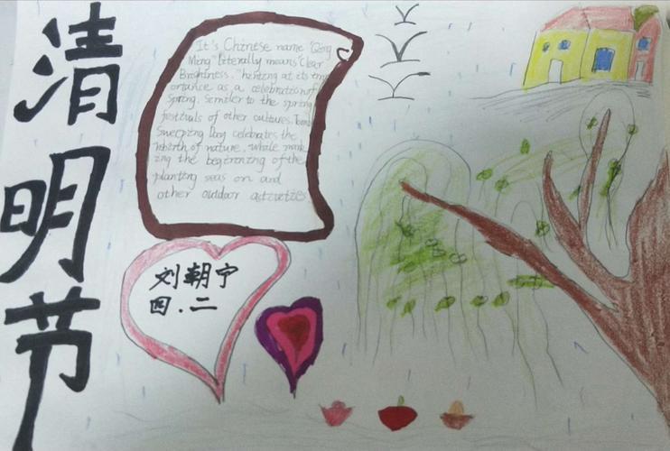 英语话清明记泰西实验学校四年级级部学生清明节手抄报汇报展览