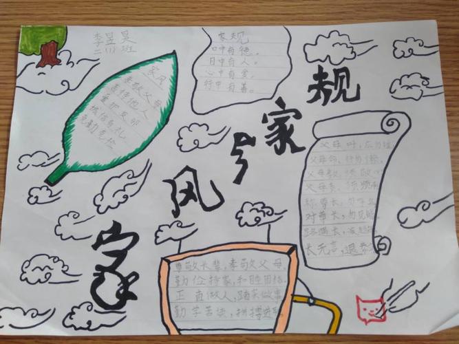 南阳市第十五小东校区二一班家风家训手抄报