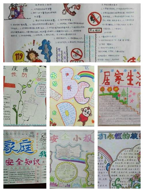 各个班级的学生 发挥聪明才智 用心绘出的安全知识手抄报.