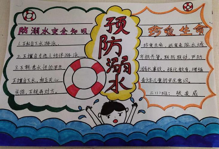 最好的挽救就是预防 清丰县和义路小学二一班防溺水手抄报展示