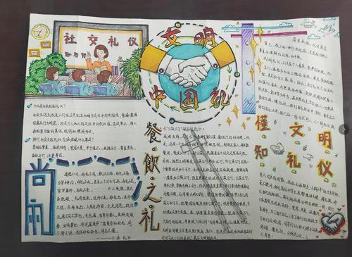 濮阳市油田艺术中学举办新时代 新使命社交礼仪知与行手抄报比赛