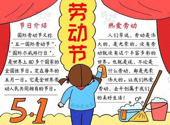 五一劳动节手抄报的字小学生五一劳动节手抄报