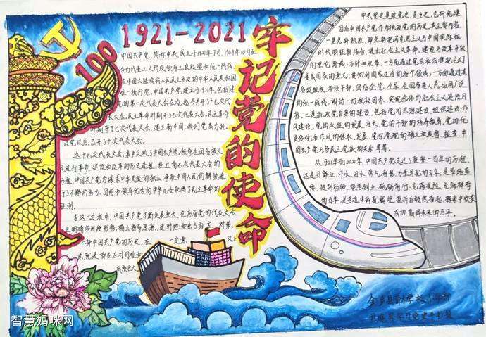 老师建党100周年爱国敬党手抄报优秀作品2024建党100周年手抄报