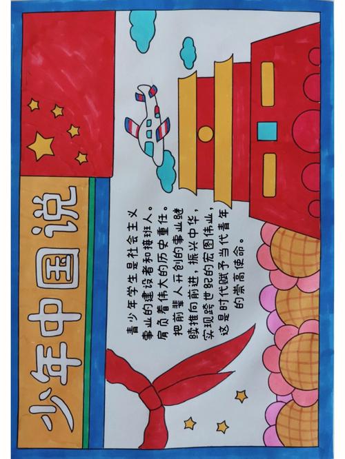 少年中国说主题手抄报线稿原图可打印 手抄报模板