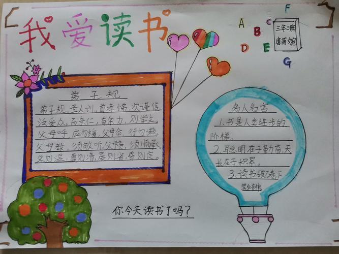 快乐阅读书香暑假饶河农场中心小学二年级读书绘画手抄报展示