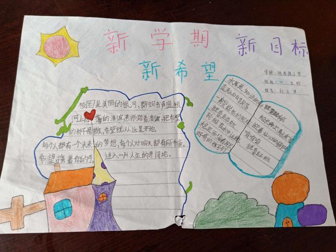 新学期新希望新目标铁西路小学一五班手抄报20240221