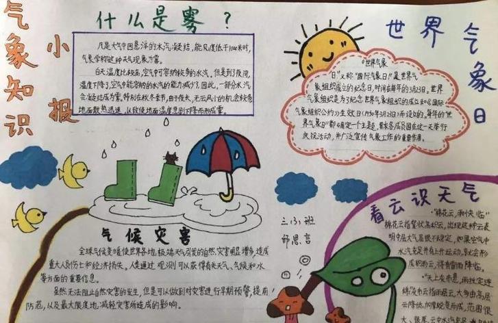 气象手抄报简单又漂亮图片我认知的气象小报手抄报word模板天气小报手