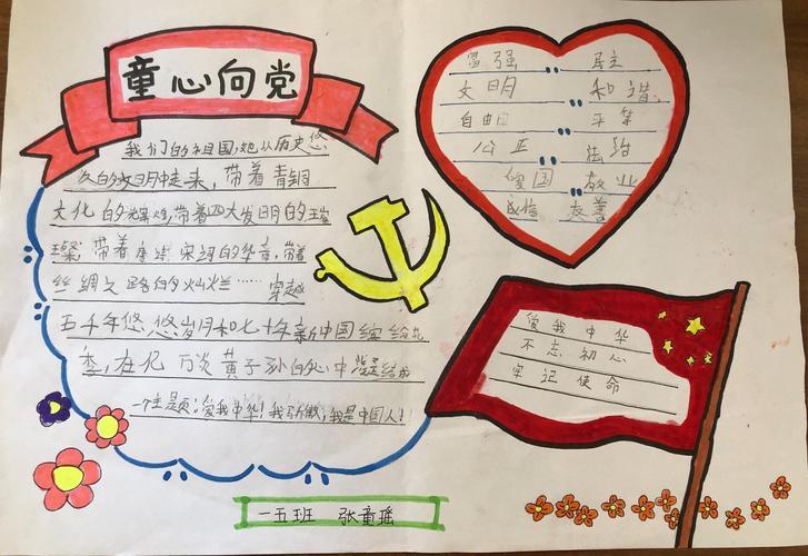 《童心向党》二五班手抄报展童心向党筑梦成长红色手抄报作品展览第十
