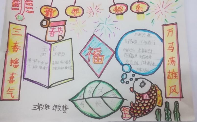 三年级新年快乐手抄报资料 三年级新年快乐手抄报资料