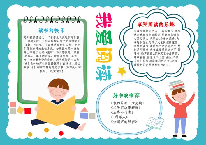 快乐阅读小报我爱读书亲子共读电子手抄报a4模板docx