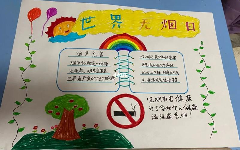 世界无烟日小学生手抄报初画者