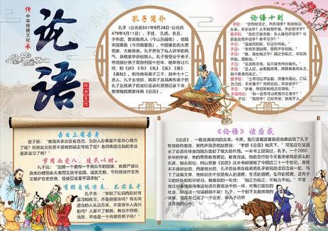 对话先贤论语手抄报 手抄报版面设计图- 对话先贤论语手抄报 手抄报版面设计图-
