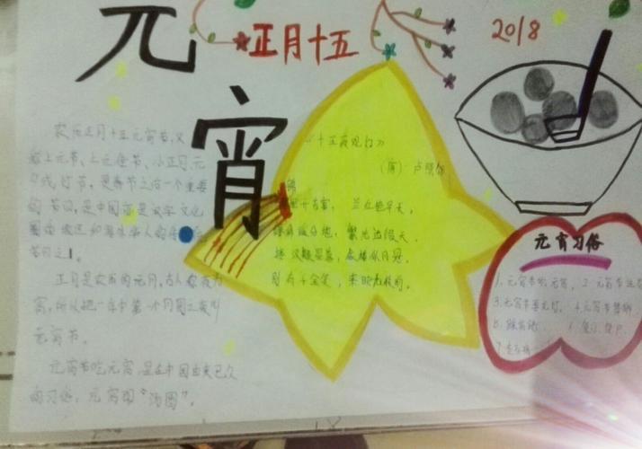 彩铅画元宵节手抄报元宵节手抄报