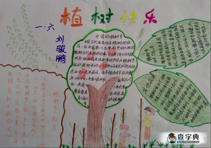 小学生植树节手抄报作品-植树快乐