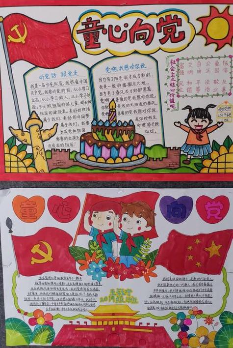少年儿童心向党喜迎建党100周年手抄报童心向党手抄报