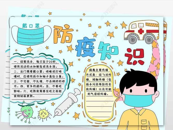 原创wt380防疫安全电子手抄报模板校园返校复学防疫知识小报-版权可